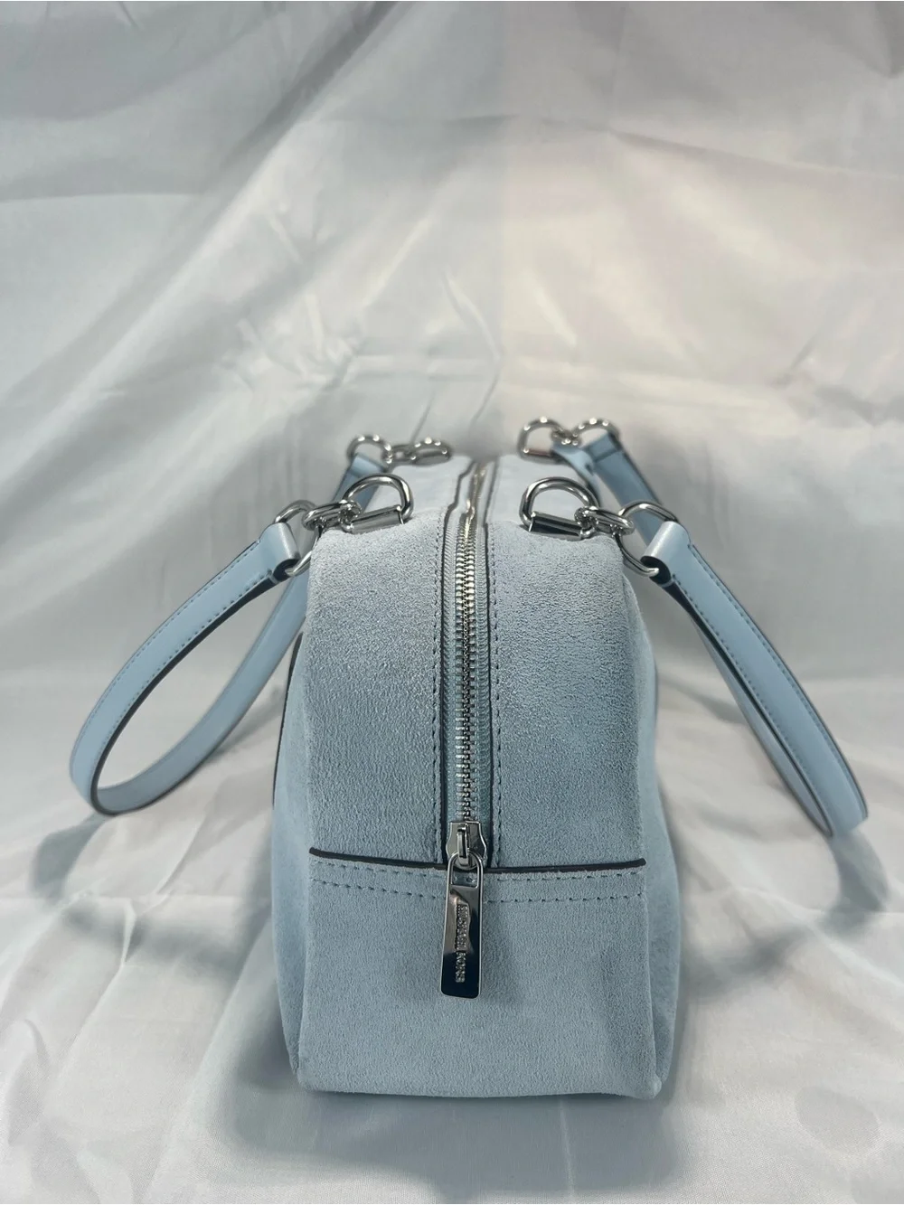 Michael Kors Cecily Medium Pale Ocean Suede Shoulder Bag & Wallet Set EUC